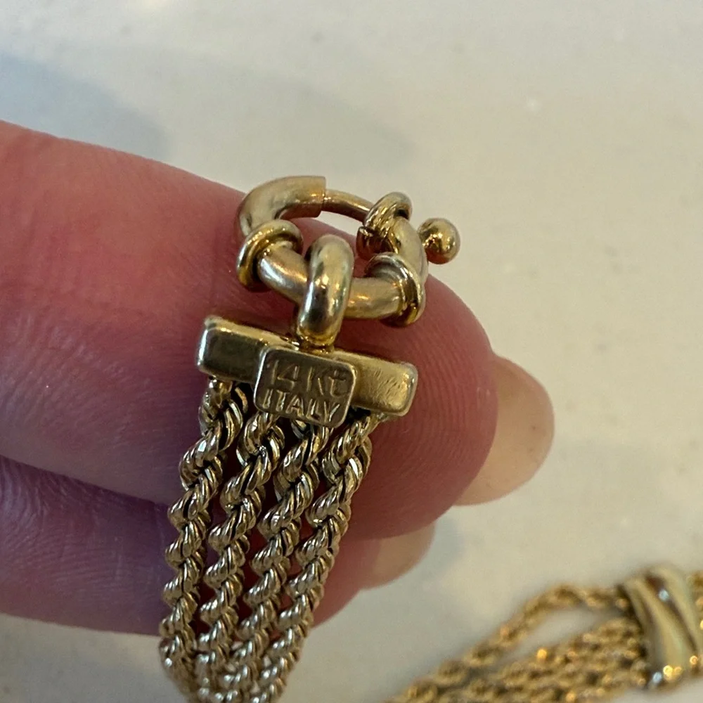 Timeless Italian 14kt solid gold triple rope bracelet - Picture 7 of 16